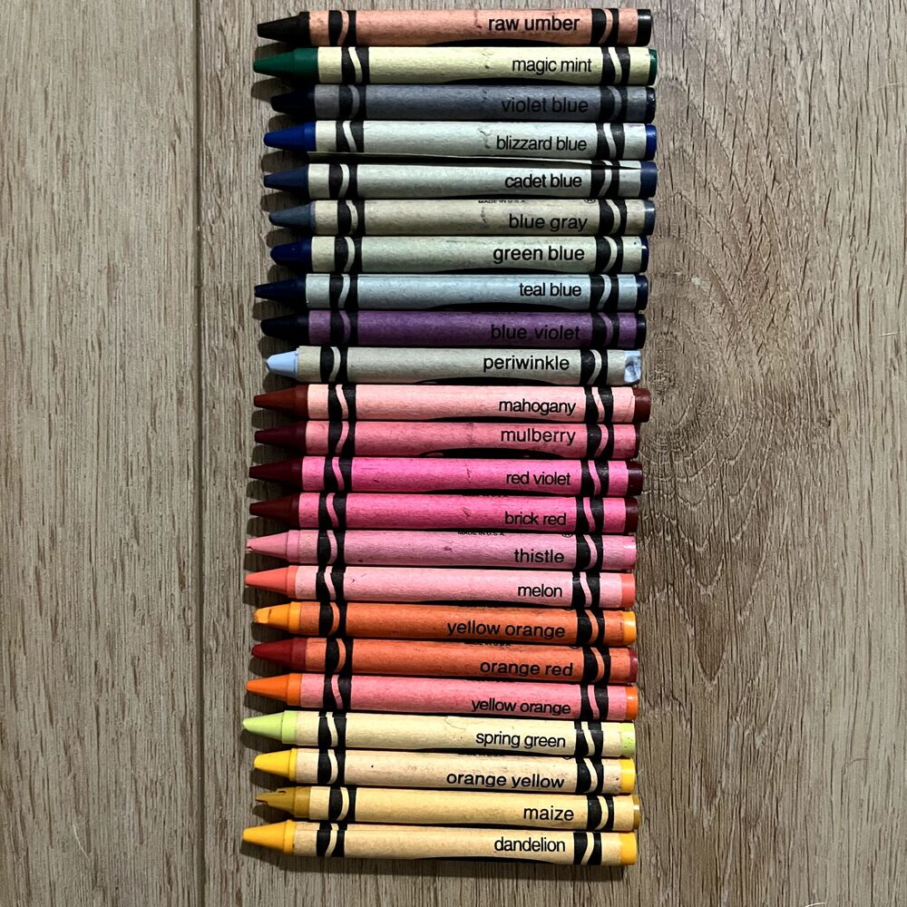 23 Retired Crayola Crayons Binney & Smith Periwinkle Maize Thistle Cadet Blue